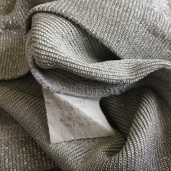 Cache Y2K Vintage Lurex Glitter Silver Sleeveless Boxy Blouse Metallic Knit - Picture 8 of 10